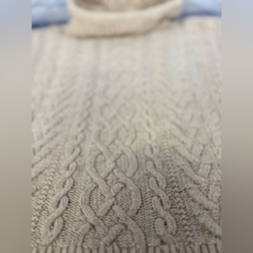 Lauren Ralph Lauren Cream Classic Cable Knit Cottagecore Turtleneck Sweater XL - Picture 6 of 13